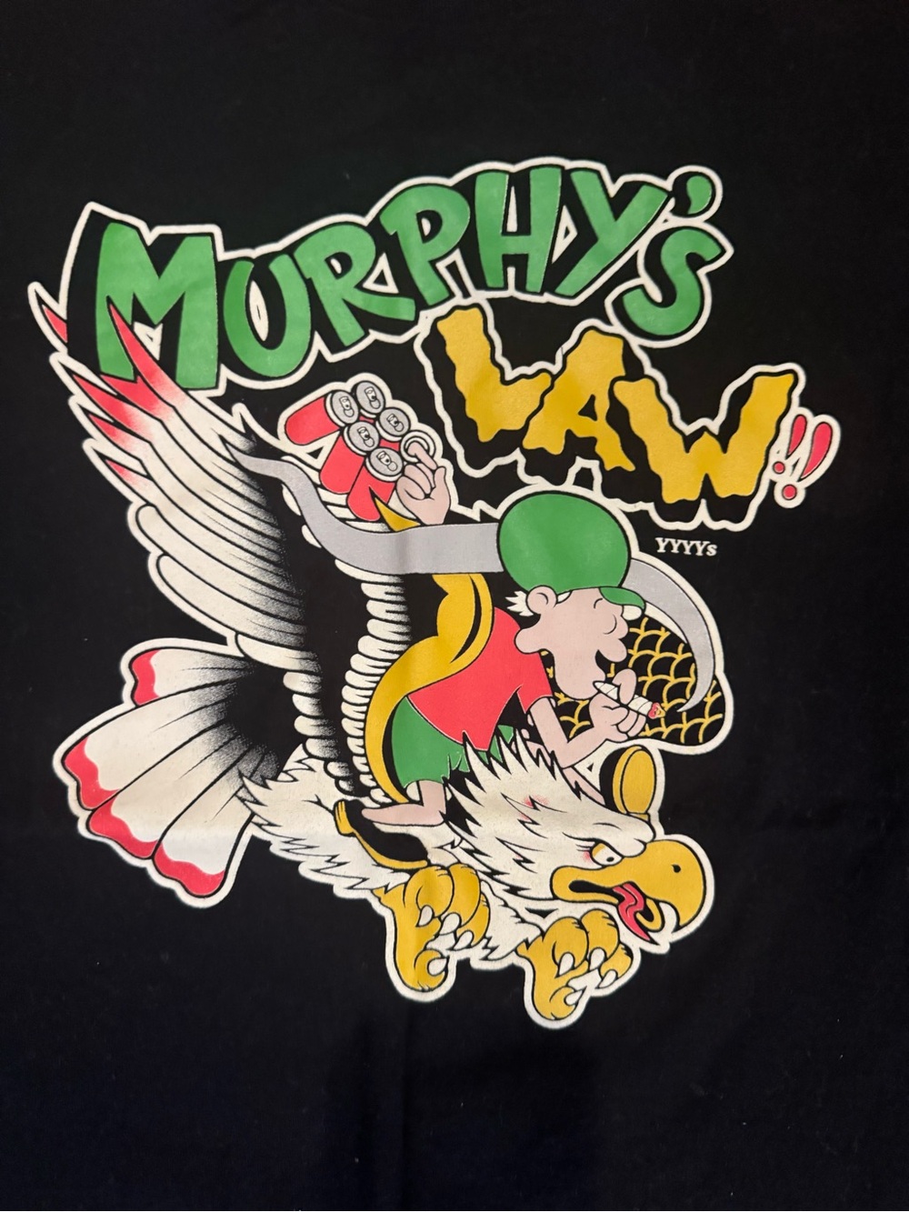 Murphy's Law Graphic Tee - Black with Green, Yellow, Red